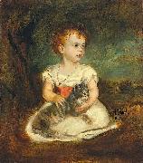 Franz von Lenbach Portrait of a little girl with cat oil painting artist